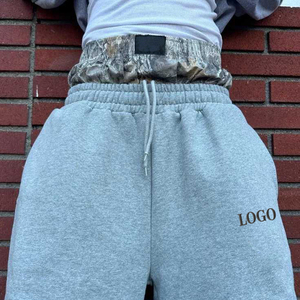 กางเกงขายาวคุณภาพสูง เอวสองชั้น ลายพราง ทรงขากว้าง ผ้าเฟรนช์เทอร์รี่ สกรีนโลโก้ได้ สไตล์สตรีทแวร์ ทรงแบ็กกี้ แทรคเกอร์แพนท์ - Product Image 3