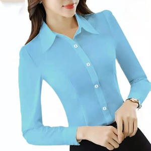 Chemises décontractées élégantes à col rabattu pour femmes Chemises en gros 100% coton Chemise respirante de qualité supérieure - Product Image 1