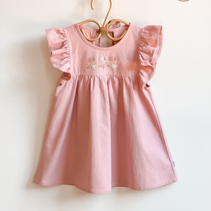 Vestido de lino suave bordado a mano para niñas, estilo informal para el primer cumpleaños de niños pequeños, OEM hecho en Vietnam - Product Image 5