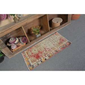 Tapis Vintage en Laine Rouge Beige Turc 16x32ft Grand Style Bohème Motif Abstrait Rectangle Couloir Design 10mm Latex - Product Image 2