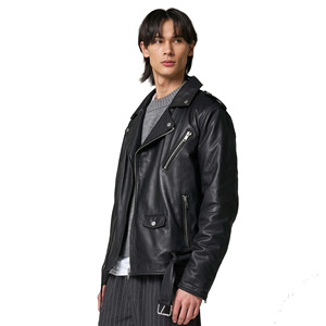 Veste en cuir pur pour hommes Nouveau style avec fermeture éclair Logo personnalisé Votre propre conception Veste d'hiver en cuir pour hommes - Product Image 4