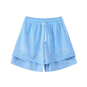 กางเกงขาสั้นเล่นยิมของผู้ชายกางเกงขาสั้นผ้าฝ้าย100% น้ำหนักเบาสำหรับผู้ชายกางเกงขาสั้นพิมพ์ลายแบบพ่นสีออกแบบใหม่ - Product Image 6