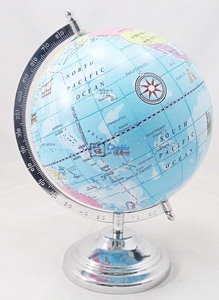 Globe terrestre éducatif durable en gros, plaqué nickel, style Art déco, support en métal fait à la main, carte politique colorée, décoration pour étudiants - Product Image 2