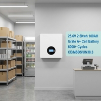 Batterie Lifepo4 25,6 V 100 Ah 2,5 kWh 5 kWh à décharge profonde, batterie lithium-ion 200 Ah pour système solaire domestique, stock UE, États-Unis, Afrique du Sud