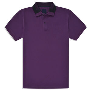 Polo pour homme haut de gamme 100% coton personnalisable tailles XL 5XL tissu écologique à motif uni violet design piqué - Product Image 1