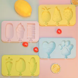 Molde de silicona para helados, molde creativo casero para pasteles de hielo con palos de plástico, herramientas para helados DIY