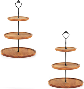 Présentoir à gâteaux moderne en bois à 3 niveaux, élégant présentoir à desserts pour Ramadan Wedding Diwali - Product Image 1