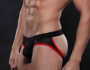 Calzoncillos deportivos finos de verano para hombre, sexy, de poliéster/algodón, de talle alto, ajustados, con encaje, de secado rápido, transpirables, con abertura. - Product Image 3