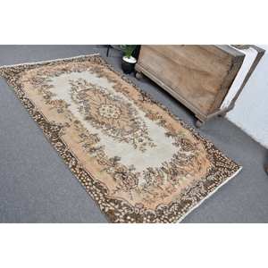 Vintage 39X68 pies alfombra turca Beige marrón clásico área grande rectángulo Patchwork diseño lana látex pasillo habitación cabecera - Product Image 4