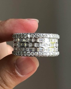 เต็มรูปแบบนิรันดร์วง Baguette เดิมและตัด Moissanite เพชรแหวนสัญญา925เงินสเตอร์ลิงของขวัญวันเกิด - Product Image 1