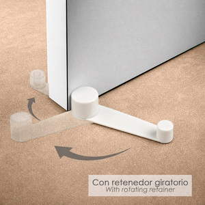 Fermaporta con fermacorda, bianco. Installazione con viti o adesivo - Product Image 6