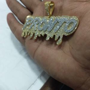 จี้ชื่อพร็อพสำหรับผู้ชาย2.50ct เพชรโมอิสในเจ้าหญิงตัดด้วยเงิน925ชุบทองสไตล์ฮิปฮอป - Product Image 2