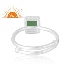 Vente chaude 925 Sterling Silver Natural Chrysoprase Gemstone Ring Bijoux personnalisés pour les femmes Cadeau pour elle - Product Image 2