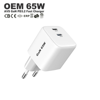 Phone Gan 65w 20w Şarj Cihazı USB c 2 Portlu Şarj Adaptörü iPhone Samsung Hızlı Şarj için CB CE ROHS KC Laptop PD Şarj Cihazı 65w