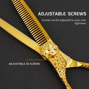 กรรไกรตัดผมสแตนเลส6นิ้วแบบมืออาชีพน้ำหนักเบาปลายแหลมสีทองด้ามจับปานกลางร้านทำผมตรง - Product Image 5