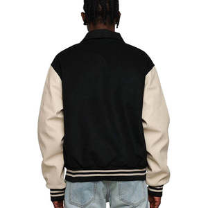 MASCULINE SPORTS Custom Embroidery Basic Varsity College Safari Jacket Men Black White Nylon/Cashmere Sleeves XS Size Casual - Product Image 5