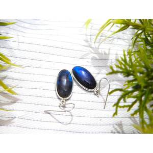 Boucles d'oreilles fines en argent sterling minimalistes avec pierre précieuse Labradorite cadeau de mariage délicat pour femme - Product Image 4