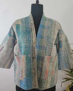 Reasonable Prices Women Wear Reversible Kantha Coat <b>Vintage</b> Kaantha Quilt <b>Jacket</b> Kediya Style Boho <b>Jacket</b> for Sale - Product Image 1