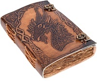 สมุดบันทึกปกแข็งลายเซลติกยูนิคอร์นแบบวินเทจ ทำจากหนัง ปั๊มนูน พร้อมกระดาษขอบดิบ สำหรับวาดภาพ จดบันทึก เขียนไดอารี่ ของขวัญสุดหรู - Product Image 3