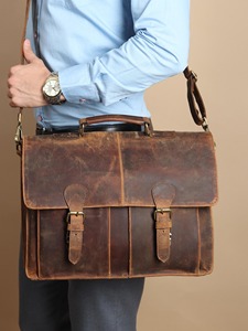 Bandolera de cuero hecha a mano clásica, bandolera asequible para oficina y viaje, bandolera de cuero genuino suave - Product Image 6