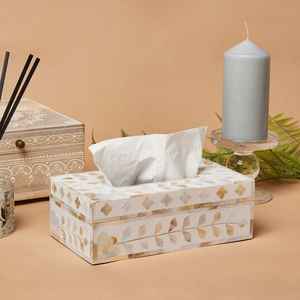 Boîte à mouchoirs en incrustation de nacre Design floral fait à la main en gros - Product Image 1