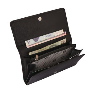 Cartera larga de piel para mujer con forro de poliéster y cierre de botón - Product Image 2