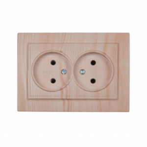 Bois blanc 16A 220V IP22 électrique Double prise de courant murale sans mise à la terre ABS plastique cuivre EU UK Standard prise encastrée - Product Image 1