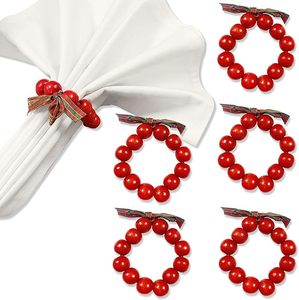 Rond de serviette en perles en bois faites à la main Décor de table élégant pour les mariages et les vacances de Noël pour les occasions spéciales - Product Image 1