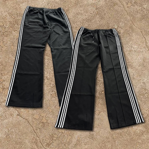 Pantalones de chándal a rayas Unisex con bordado personalizado, pantalones de chándal acampanados de punto de algodón de pierna ancha holgados de gran tamaño para hombres - Product Image 5