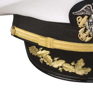 Gorra de uniforme de estilo oficial de lana personalizada, diseño plano estructurado para hombres, gorra de vestir transpirable con ala ajustable, aspecto Formal clásico - Product Image 4