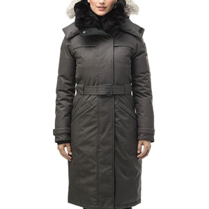 Dernier parka court à capuche pour femmes gris acier avec logo personnalisé veste d'hiver matelassée et bouffante en tricot - Product Image 1
