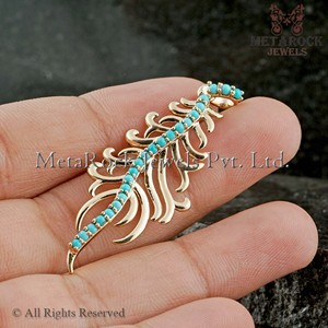 <b>Solid</b> 14k Yellow <b>Gold</b> <b>Pendant</b> Natural Turquoise Gemstone <b>Gold</b> Jewelry Wholesale New Design Handmade <b>Pendant</b> - Product Image 2