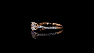 Bague solitaire ronde avec diamants latéraux en or rose |   Bague en diamant de culture pour tous les jours et le bureau - Product Image 5