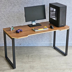 GD68082 Adjustable Height Gaming Desk 140x70cm Carbon Surface with LED Plywood Wood <b>Iron</b> Legs Easy Assembly for Bedroom Use - Product Image 2