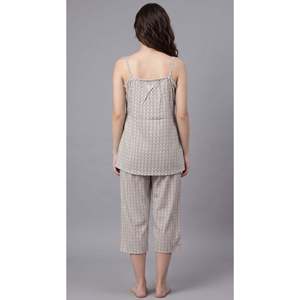 Ensemble de vêtements de détente pour femmes, haut à manches longues en coton 100% de qualité supérieure, pantalon capri, doux, respirant, séchage rapide, imprimé, tenue de nuit d'été confortable - Product Image 5