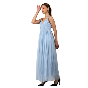 Robe longue occidentale ornée de main de haute qualité avec bretelles spaghetti à col en V profond, parfaite pour les soirées et les mariages. - Product Image 3