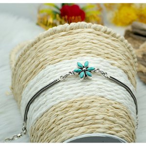 925สเตอร์ลิงเงินธรรมชาติสีฟ้าครามดอกไม้สร้อยข้อมือครบรอบของเธอด้วยทอง BR0045-GS เครื่องประดับอัญมณีธรรมชาติ - Product Image 3