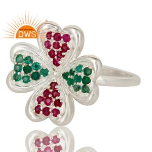 Meilleure vente bague empilable en argent sterling avec rubis naturel et émeraude bijoux personnalisés pour femmes cadeau pour elle - Product Image 2