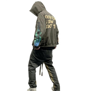 ชุดวอร์มฤดูหนาวสำหรับผู้ชาย ลายพิมพ์พอง ชุดสเวตเชิ้ตแบบมีฮู้ดและกางเกงขายาวทรงบาน  ออกแบบโลโก้แบบกำหนดเองได้ตามสั่ง (OEM) - Product Image 5