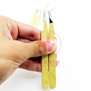 Pince à cils en acier inoxydable de marque privée outil de beauté d'isolation de volume avec pointe en fibre et conception pointue droite - Product Image 2