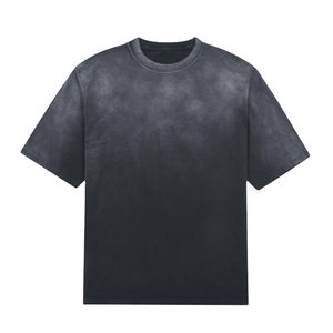 T-shirt Homme en Coton Délavé Style Streetwear Hip Hop, Effet Vieilli, 100% Coton, avec Logo Personnalisé, Vintage - Product Image 1