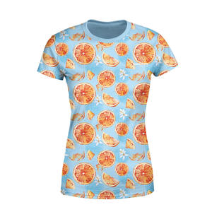 Impression par sublimation Fabricant de t-shirts femme OEM de haute qualité 2023 T-shirts de sublimation élégants personnalisés en gros pour femmes. - Product Image 2