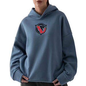 High Quality Eco-Friendly Women's Hoodies Custom Logo <b>Printing</b> Breathable Knitted Drop Shoulder Design for Winter Streetwear - Product Image 4