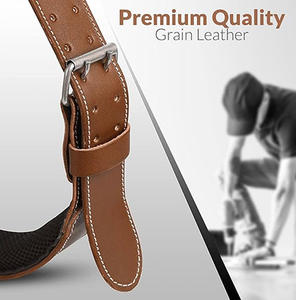 Ceinture de travail rembourrée en cuir huilé à la vente chaude, ceinture de travail robuste à double boucle à ardillon, marron pour hommes, construction - Product Image 2