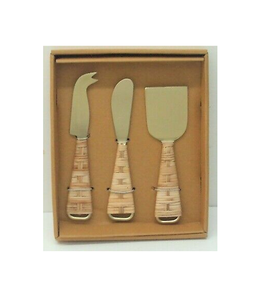 Ensemble de fromage en acier inoxydable pour cuisine et table Poignée en rotin de bonne qualité Outils à fromage Ensembles de couverts - Product Image 2