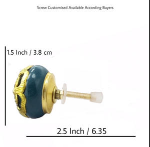 Moroccan Luxury <b>Gold</b> Filigree Flower Teal Ceramic Knobs <b>Drawer</b> Cabinet Handle <b>Pulls</b> for Kitchen & Bedroom-CK 558 - Product Image 3