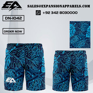 Short de bain en polyester à coupe courte pour homme, décontracté, tissé, avec deux poches profondes à l'ourlet latéral, couleur unie - Product Image 6