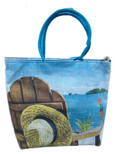 Bolsa de playa de yute ecológica con diseño personalizado al por mayor, duradera, reutilizable, larga y ancha, con forro de algodón, dos logotipos personalizados con asa automática - Product Image 3