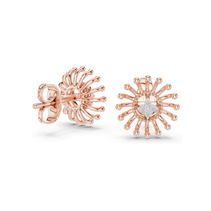 Sunburst Lab Diamond <b>Earrings</b> with <b>Moissanite</b> 0.04 CT VVS-VS EF Diamonds Available in 18KT, 14KT, 10KT Gold & 925 Silver - Product Image 1