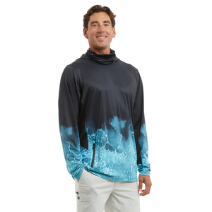 Chemise de pêche à manches longues à capuche pour hommes UPF50+ avec masque facial, protection solaire, impression par sublimation, évacuation de l'humidité, vente en gros OEM - Product Image 5